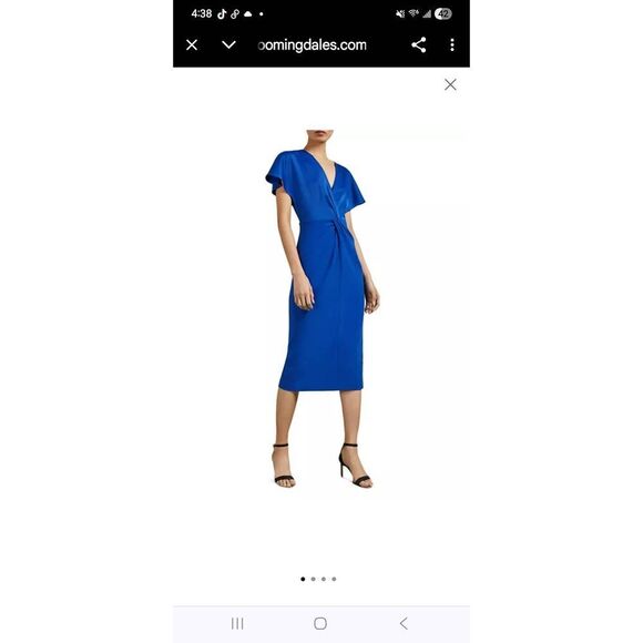 Ted Baker Ellame Twist Front Sheath Dress in Royal, NWOT, SZ 1/US 4, - Picture 1 of 14